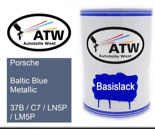 Porsche, Baltic Blue Metallic, 37B / C7 / LN5P / LM5P: 500ml Lackdose, von ATW Autoteile West.